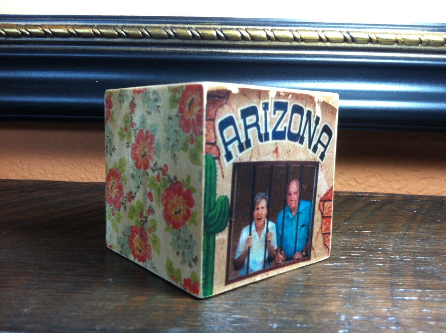 Custom Color Anniversary Photo Block Ornament or Door Hanger