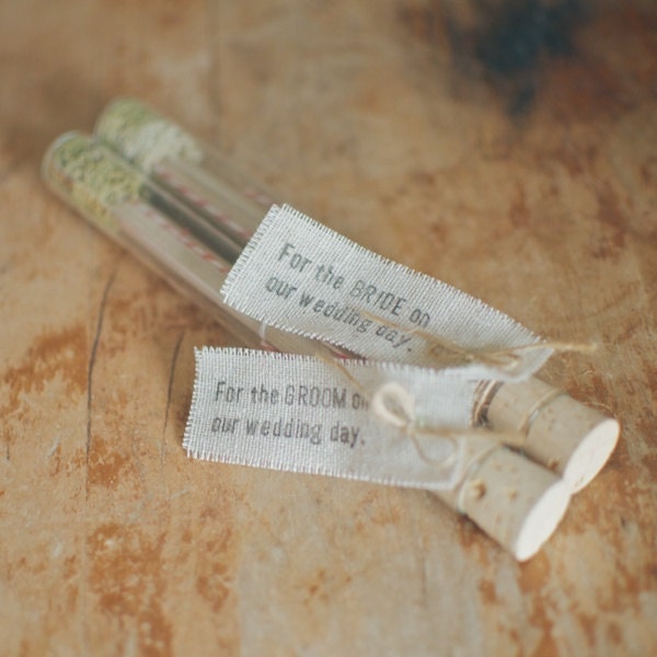 Messages To and From the Bride and Groom in Moss Test Tubes for Rustic or Woodland Weddings