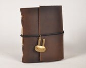 Mini leather journal handmade with lovely rabbit,small pocket notebook,diary,cute gift