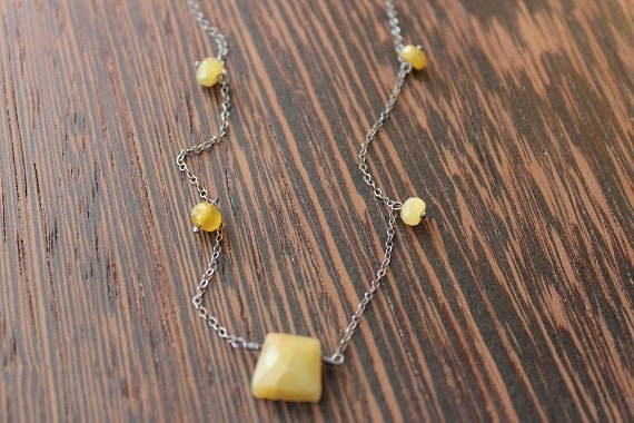 Yellow opal necklace, Keystone necklace, Yellow necklace, Opal necklace