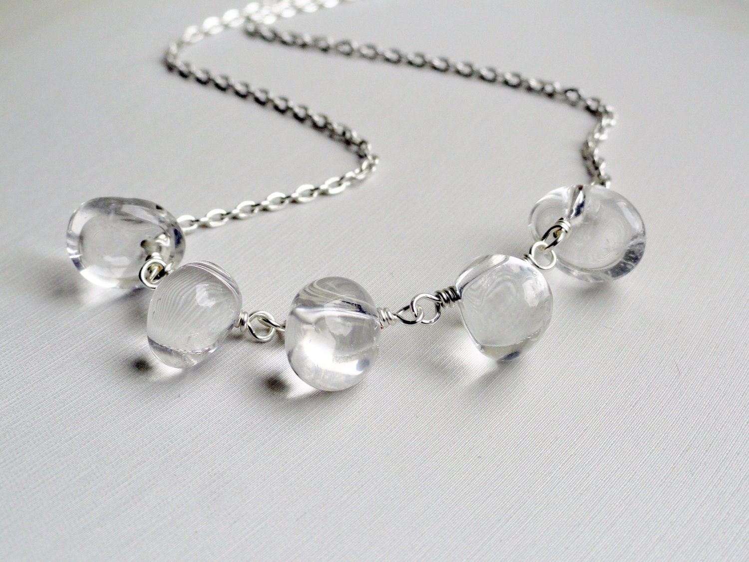 Jewelry set - rock quartz necklace - bridal jewelry - rock quartz nuggets - rock quartz earings - crystal quartz - quartz necklace