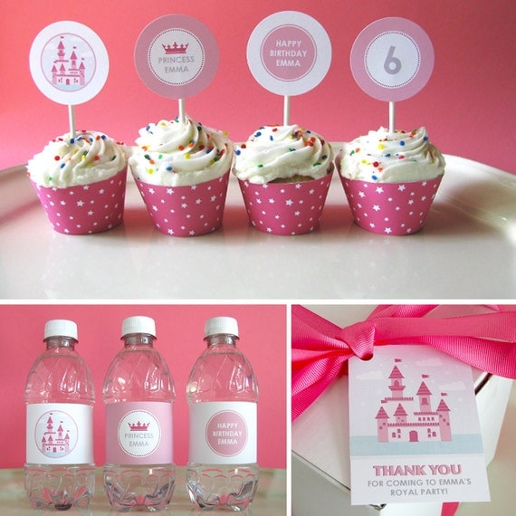 Princess Birthday - Princess Printable Party - Castle - Princess decorations - Fairy Tale - girl birthday - Pink - Purple Il_570xn