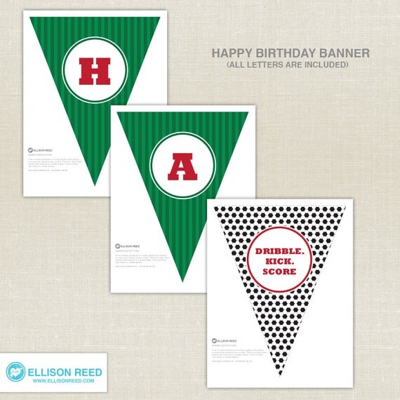 Soccer Birthday - Printable Party - Soccer Happy Birthday Banner - Soccer Ball - Football - SPORTS - Birthday Party - DIY Printable Il_570xn