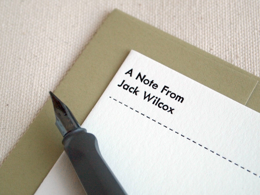 Modern Letterpress Stationery - Personalized Flat Note Set - Mid Century - Utility