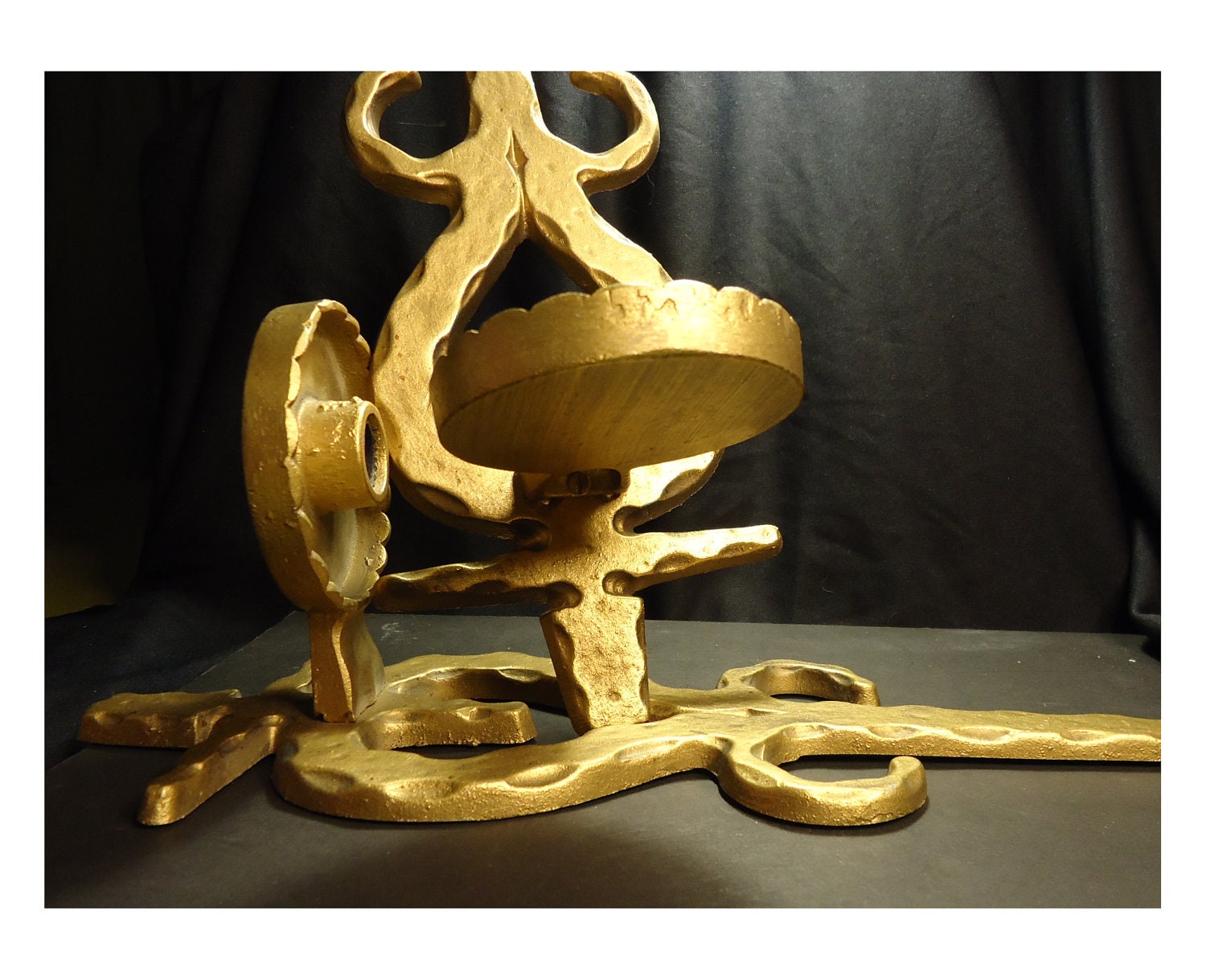 Homco, metal candle holders, golden paint color, vintage, ornate, vintage, gothic look