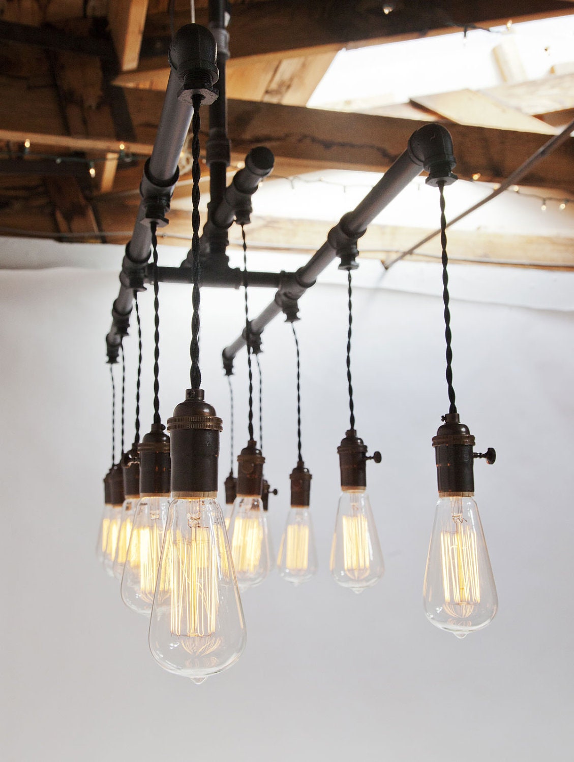 Industrial pipe pendant edison chandelier