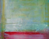 Abstract painting acrylic green red 12 x 16 modern wall art contemporary home decor by Cheryl Wasilow