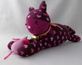 Purple Kitten Plush Toy, Cat Stuffed Animal, Kitten Stiffed Doll, Sock Monkey, Cat Sock Toy