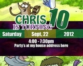 Regular Show Inspired Custom Birthday Invitation 4x6, JPEG only, you print, or send as e-card