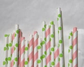 Light Pink Paper Straws and Green Polka Dot Paper Straws, 50 Pack, Lilly Pulitzer, Vera Bradley Mix Il_170x135