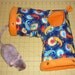 Small Corner Tube Hammock "Lizard Print with Orange Fleece Lining" Rat, Ferret, Sugar Glider