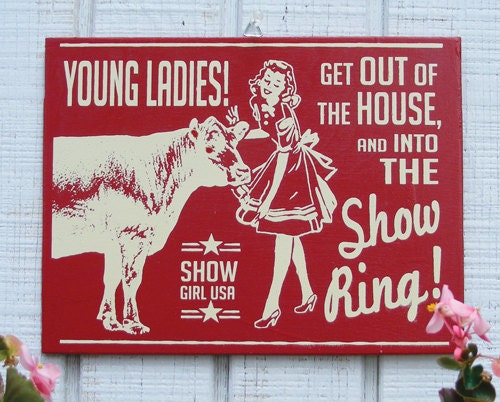 Show Cattle Retro Hand Screened Wood Sign