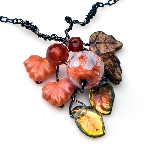 Peach Pendant Necklace,  Gemstone Necklace,  Nature Jewelry