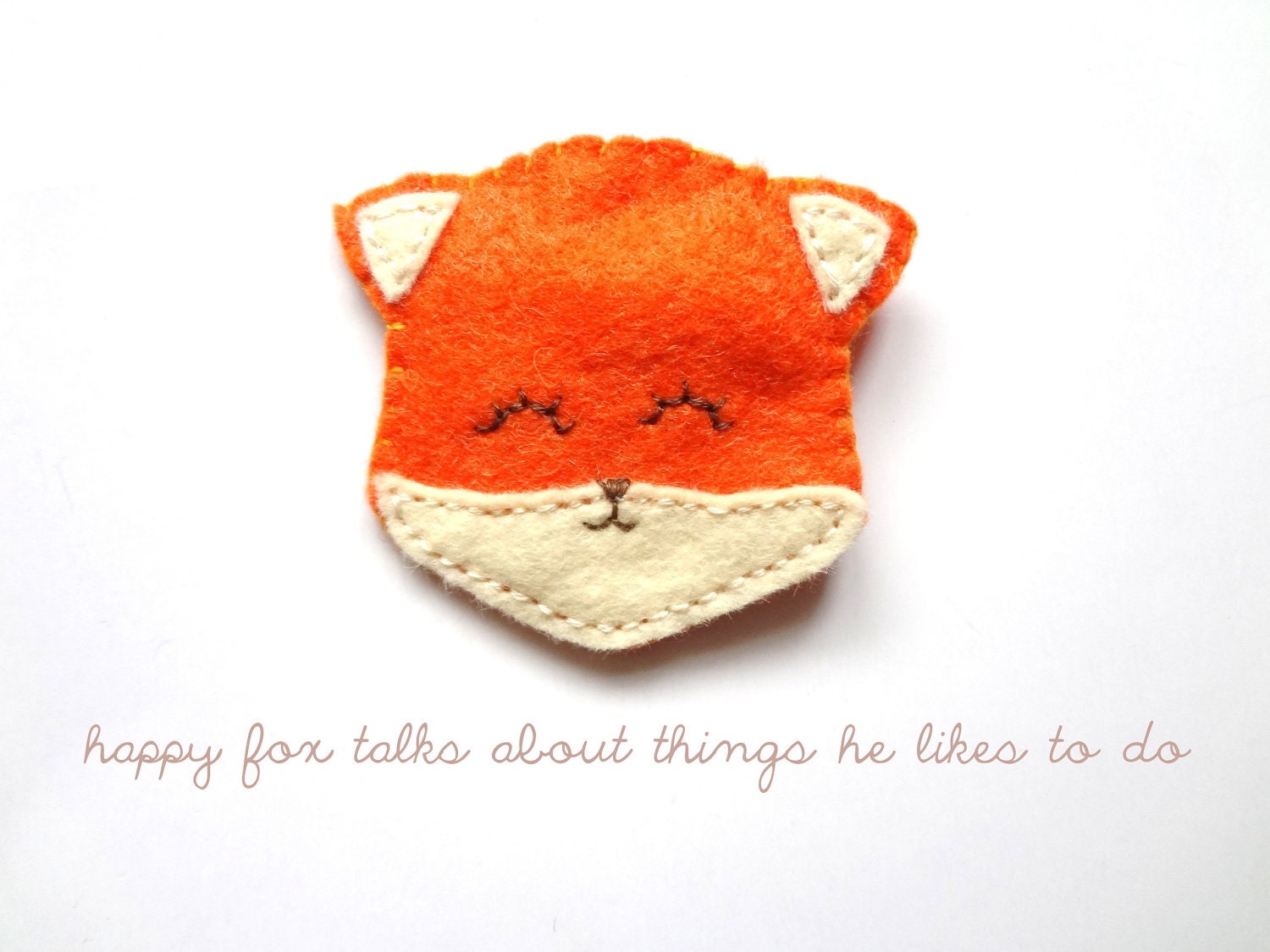 Happy Orange Fox Pin or Brooch