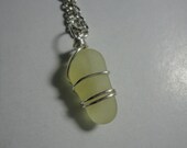 Rare tiny yellow wire wrapped sea glass necklace