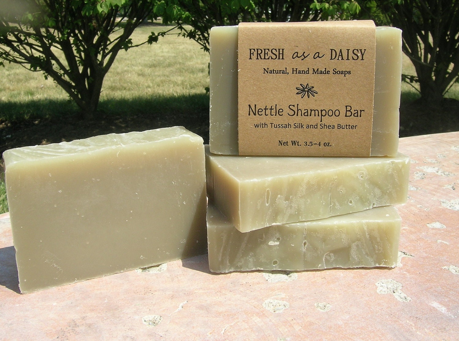 Nettle Shampoo Bar with Tussah Silk & Shea Butter, Natural Handmade Soap