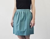 high waisted mini skirt, pleated mini skirt, turquoise, petrol blues, size S