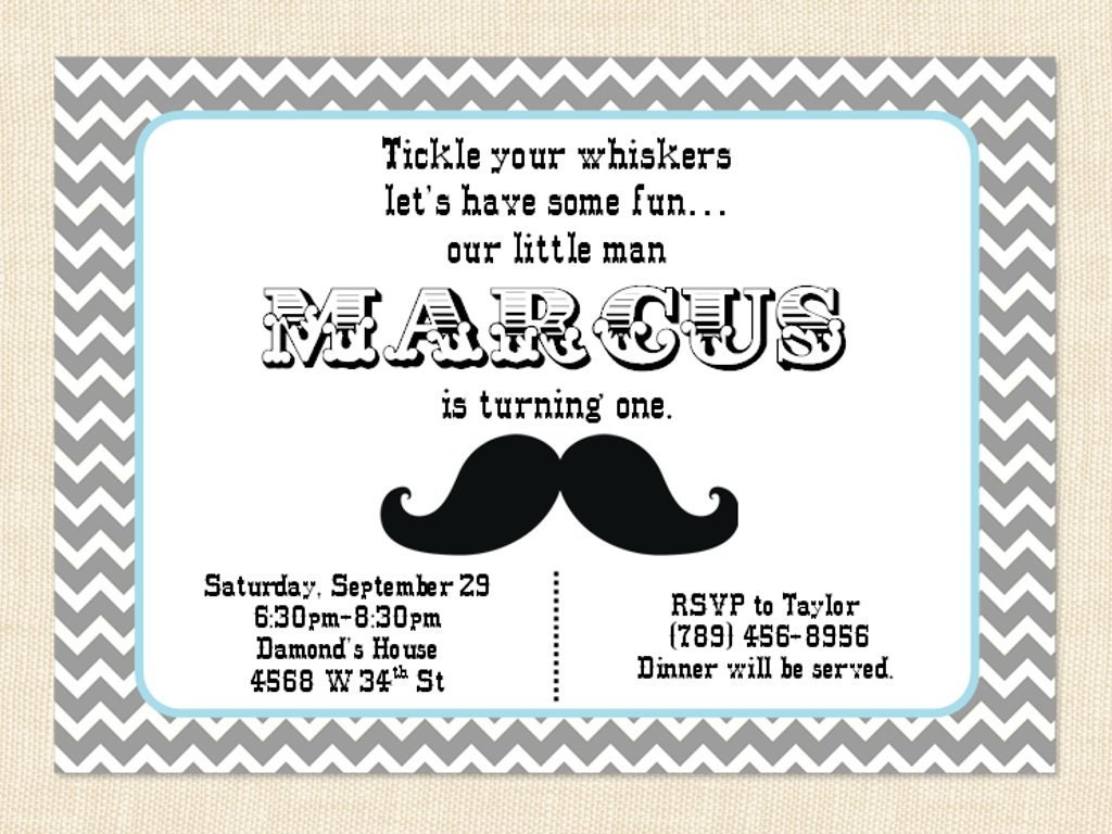 Mustache Bash Invitation 1st first Child Adult Little Man Party pdf