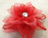 Adorable  Red Flower Clip Hair Fascinator Red Bridal Headpiece Wedding Flower Accessories Bridesmaid Gift  Brooch