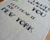 Let's hear it for New York tea towel in Black on Natural