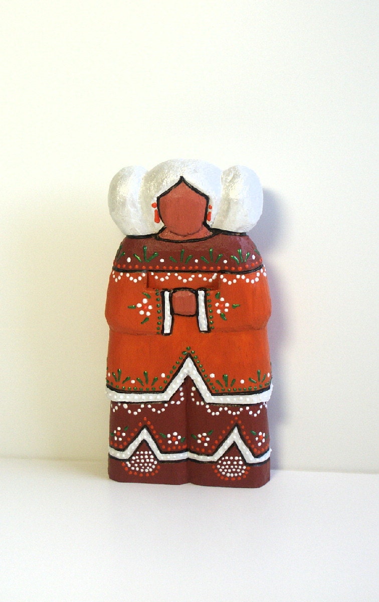 Earth Mother Native American cradle doll baby gift orange Ooak