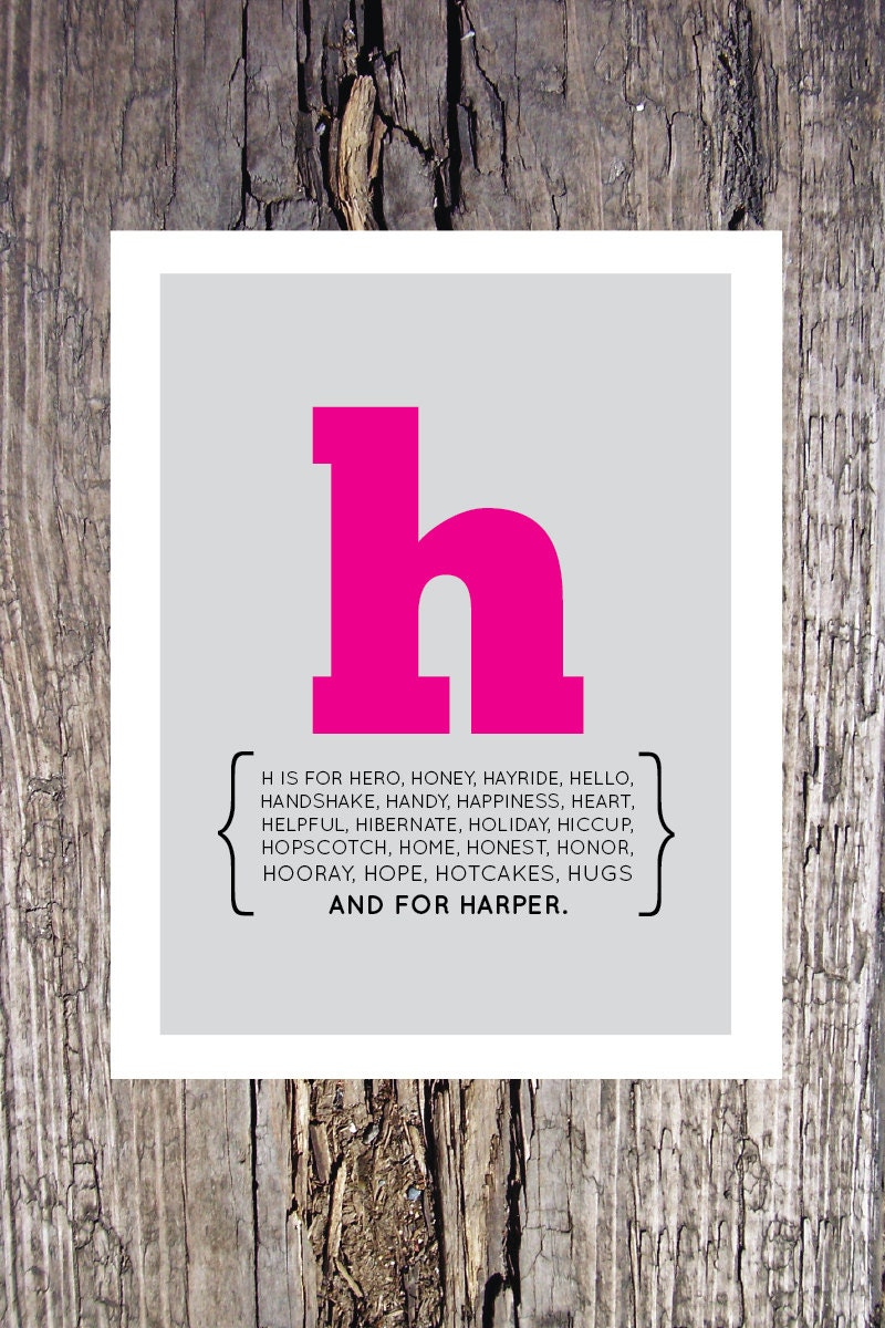 Modern alphabet initial print for nursery by alice & lois design studios