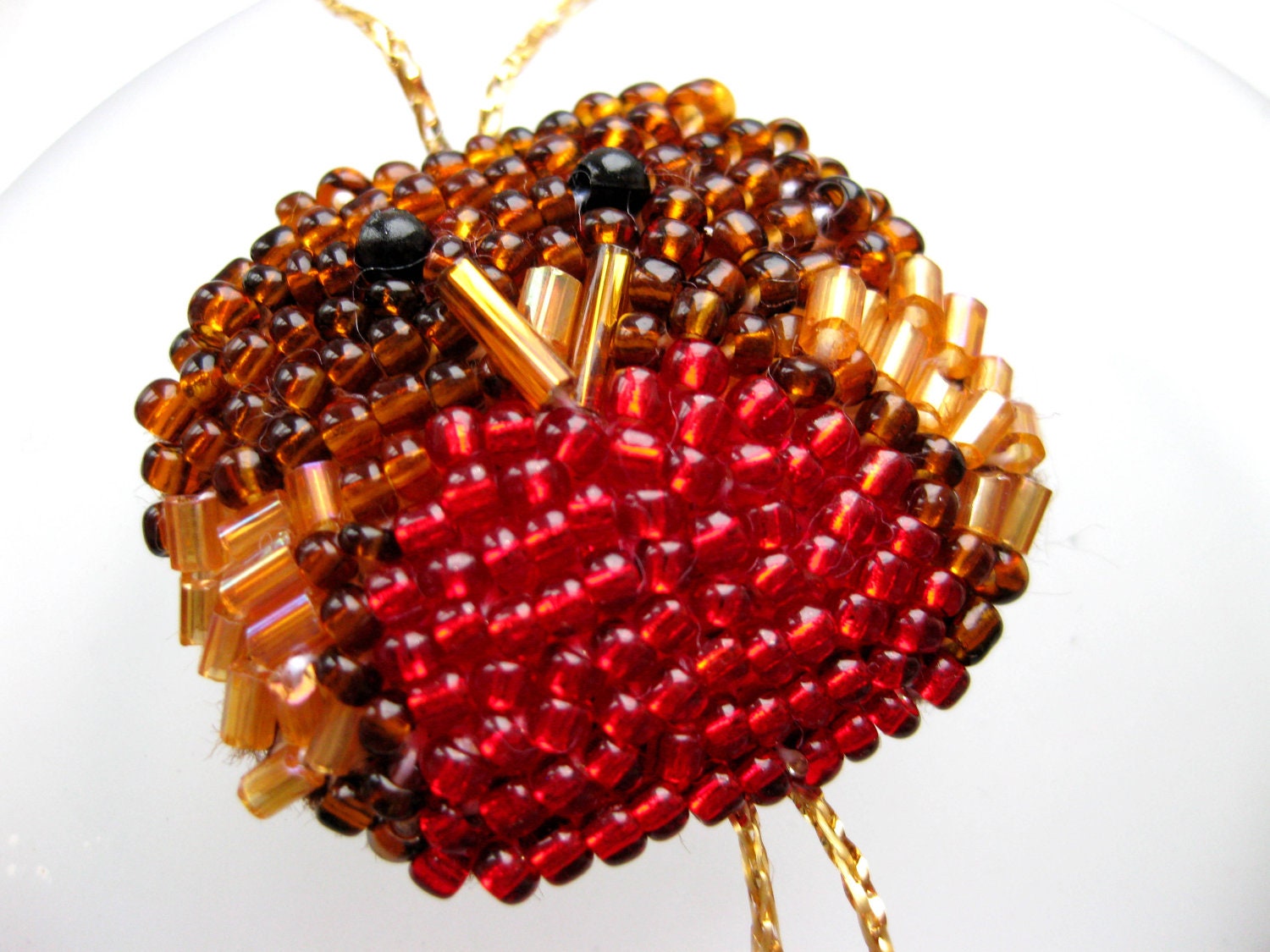 Robin - Christmas Ornament - Beaded Robin Hanging Decoration