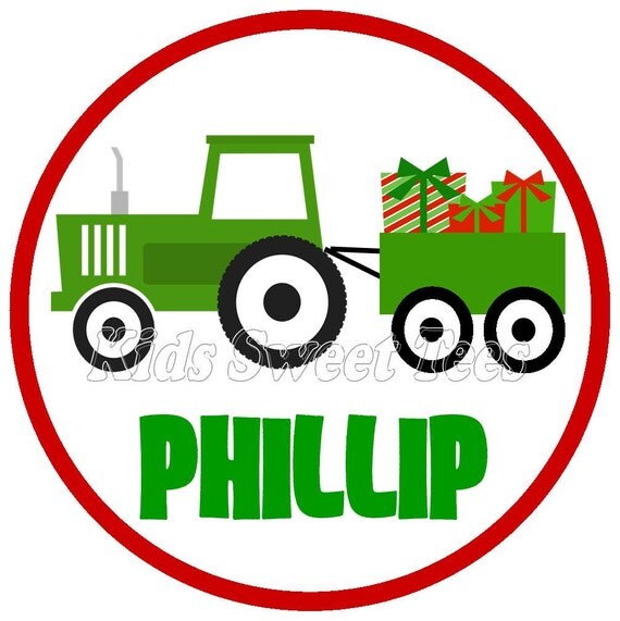 Christmas tractor with gifts - personalized - digital image - Christmas Il_570xn