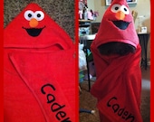 Personalized Elmo/ Cookie Monster Hooded Bath Towel