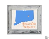 Connecticut State Art Print - Custom 8x10 Illustration Home Decor Print - Home Is Where The Heart Is