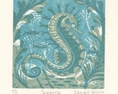 Seahorse - Woodcut Print