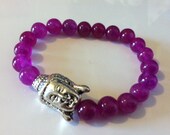 Fuchsia Dyed Jade Buddha Bracelet
