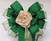 Kelly Green Gold Wedding Bow Ribbon Flower Bow Olive Irish Green Wedding Church Bow Arch Chair Bow Party Decoration Bow