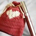 Pink and White Heart knit pouch