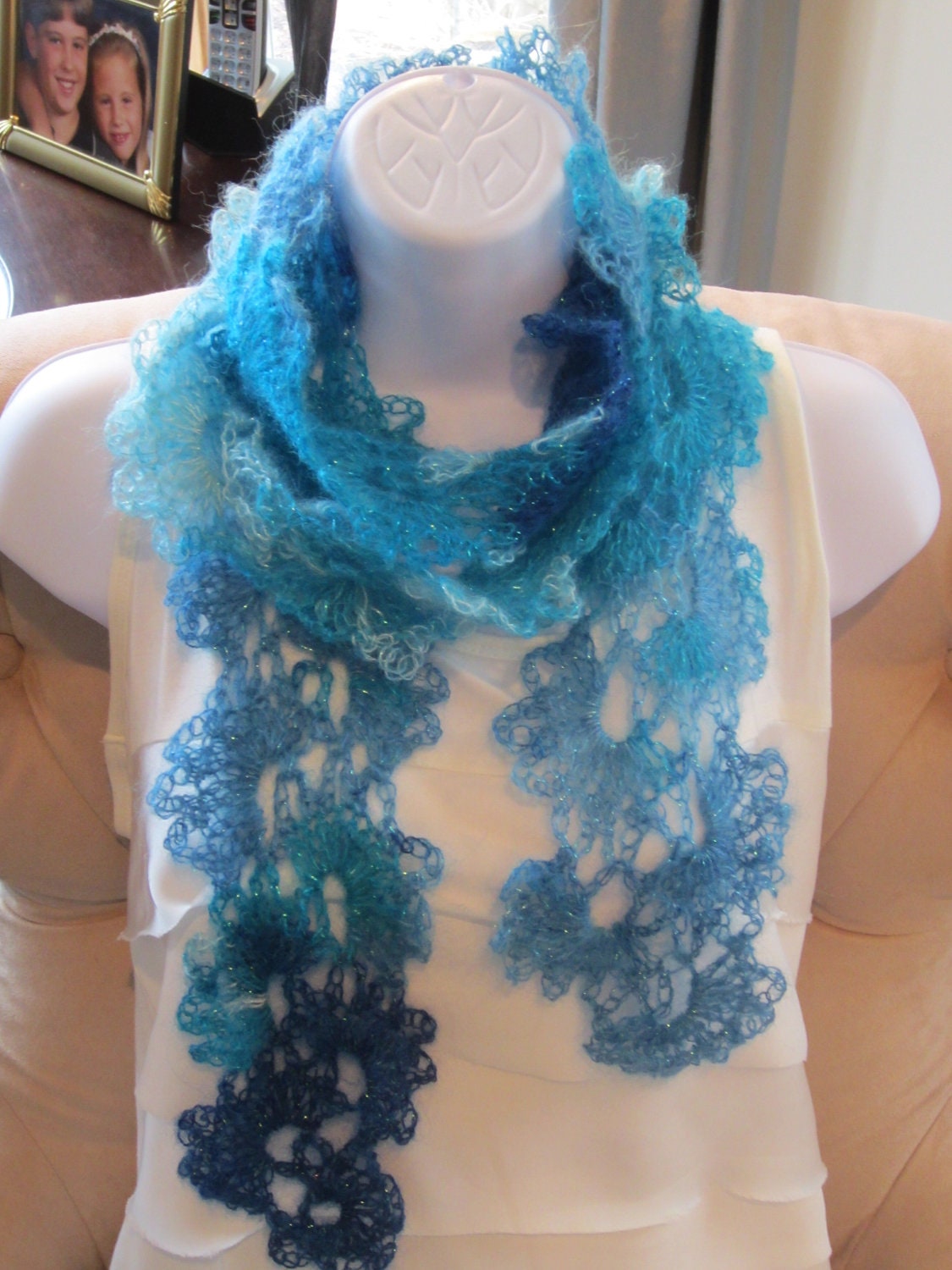 Love Knot Scarf in Aqua. Sexy Summer Scarf. Unique gift for woman. Made to Order Item.