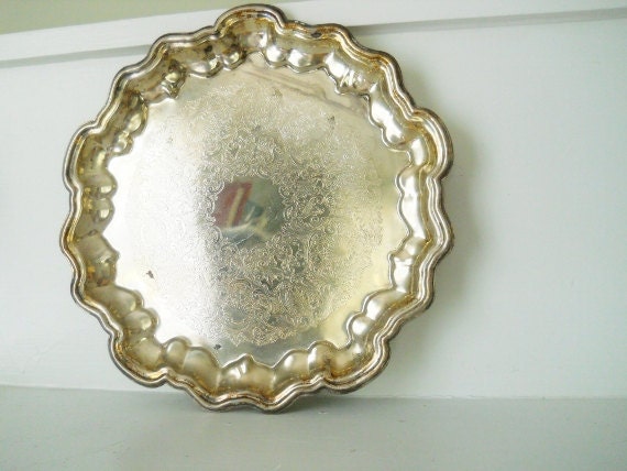 Vintage Scalloped Silver Platter