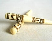 carved bone top drilled stick beads 72mm (2)