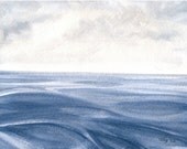 Original Watercolor Seascape, Ocean Waves Watercolor, Blue Grey Seascape Art, Blue Gray Nautical Home Decor, Original Watercolor 5" X 7"