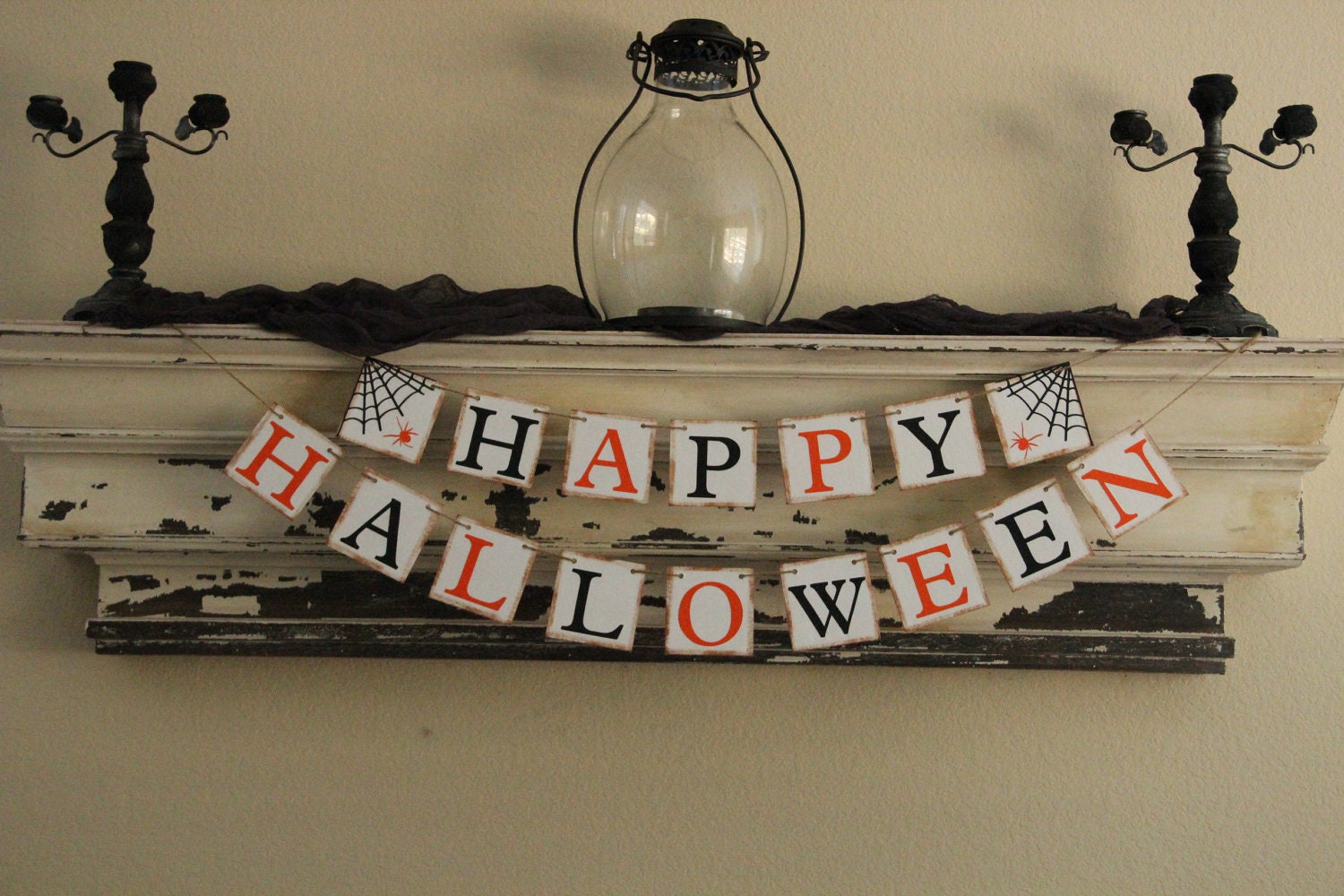 Halloween Banner Decoration - Happy Halloween - Black and Orange - Photo Prop or Decoration