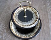 Mid Century Black and Gold Cake Stand