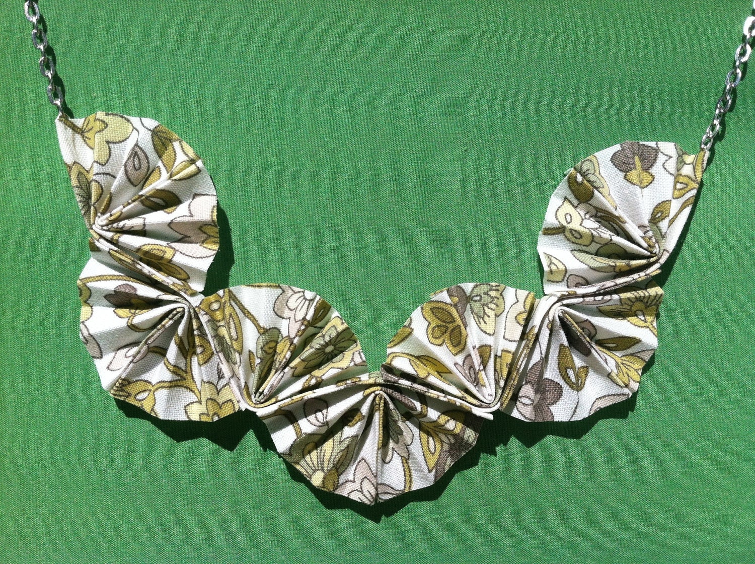 Dolly Necklace - "Garden" - folded fabric origami statement necklace