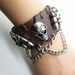 Jewelry Bangle Brown Women Leather Bracelet Men Leather Bracelet Unisex Bracelet with Skull Heads 1155A