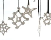 Stars and Snowflakes: Set of 5 Hand-Drawn Porcelain Ornaments - LandMstudio