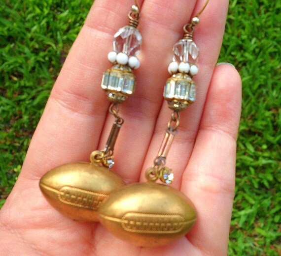Football Earrings Sports Jewelry Vintage by HawkgirlJewelry