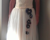Cream Dress Formal Prom Size 4 Cascading Flowers
