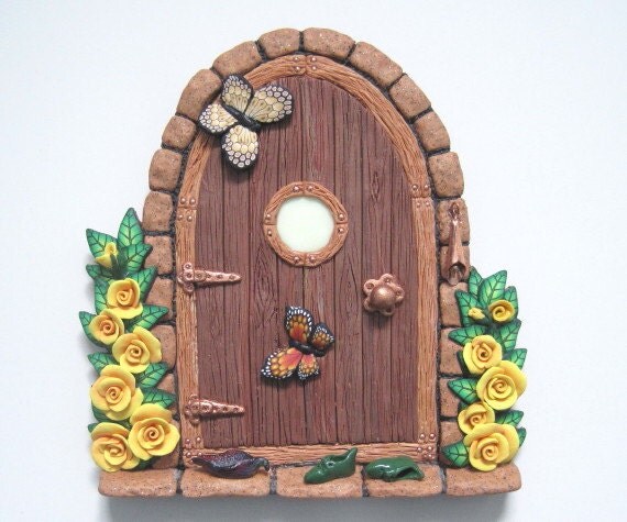 Yellow Rose and Copper Fairy Door