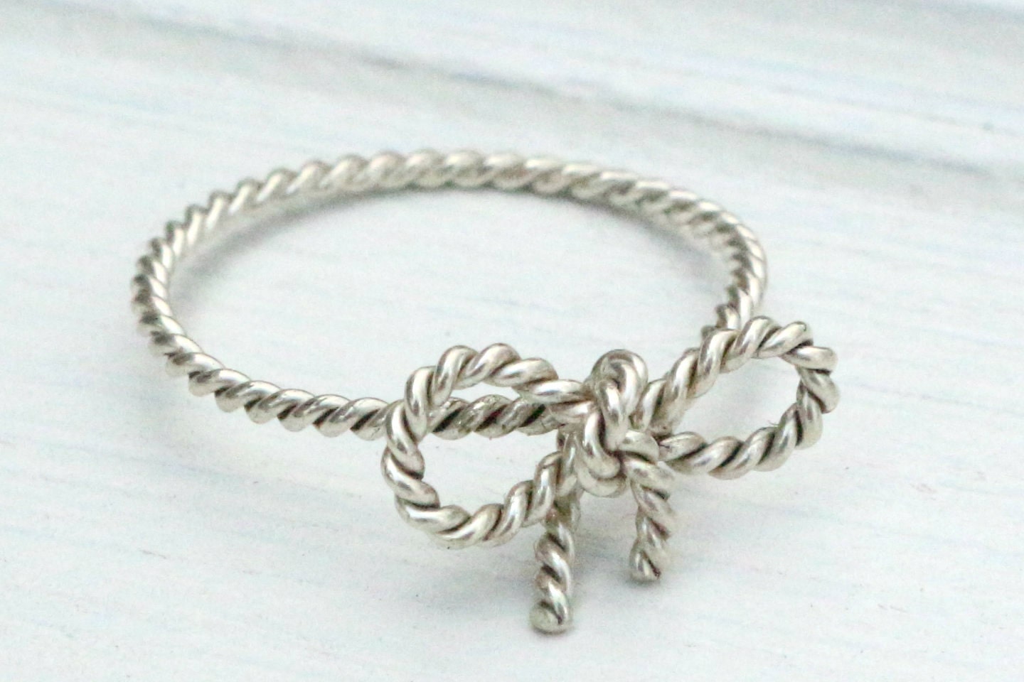 TINY BOW Ring - Forget Me KNOT Ring - Twisted Sterling Silver