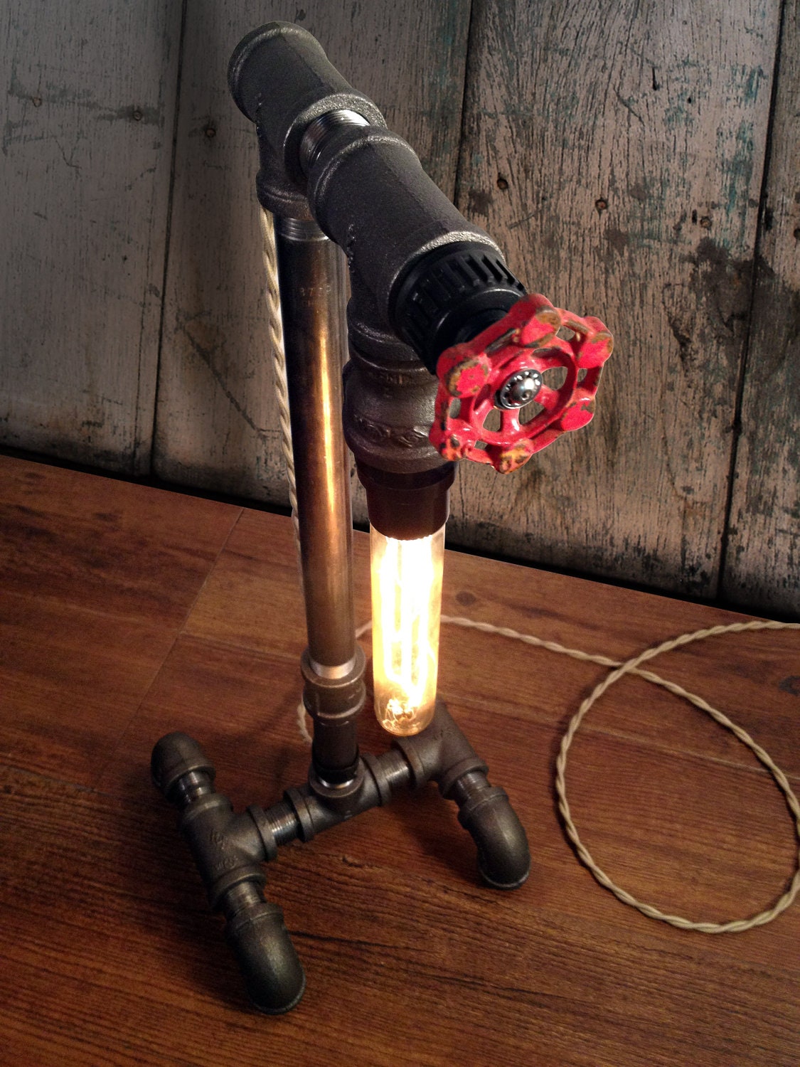 Edison Table Lamp - Industrial Lighting - Steampunk Decor - Man Cave