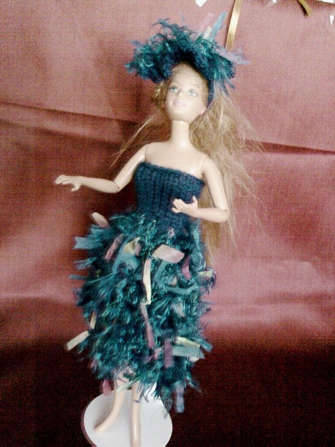 New handmade FUN FUR  design dress and hat - barbie doll clothes (nannycheryl)  752x 51