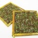 Fabric Hot Pads - Golden Yellow, Green and Bronze Tan Quilted Pot Holders